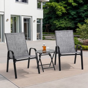 VYNXARIA 3 Piece Patio set,Outdoor Camping Chairs with Breathable Textilene Fabric,folding table with steel table top,2chairs and 1table set(Gray) - 1 of 4