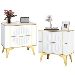 TiranisuBest White Nightstand with Drawers:Black Nightstand Bedside Table,Modern Nightstand Wood Nightstand, Night Table for Bedroom Bed Stand - 1 of 4