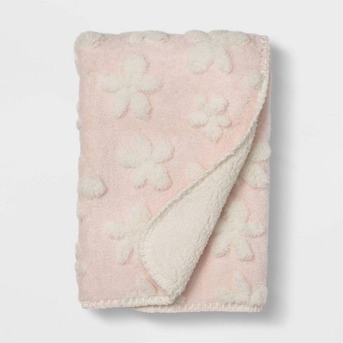 Pink baby blanket with hot sale flowers