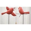 Hand-Hammered Bird Stakes – Set of Two Red Metal Garden Decor by Kalalou - 2 of 3