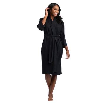 Softies Women's Dream Jersey Robe 2X/3X Black.