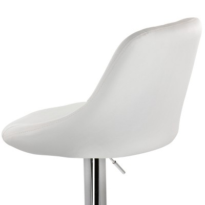 Luxe White Diamond Stitch Adjustable Metal Bar Stool - Set of 2