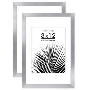 Americanflat 2 Pack of Picture Frames with Mat - Plexiglass Cover - 1 of 4