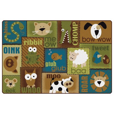 6'x9' Rectangle Woven Animal Icon Area Rug Brown - Carpets For Kids