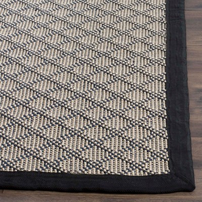 Ivory and Black Hand-knotted Floral Synthetic Area Rug, 8' x 10'