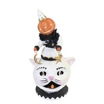 Dee Foust-Harvey 6.0 Inch Kiki's Kitty Luminary Halloween Cat Pumpkin Figurines