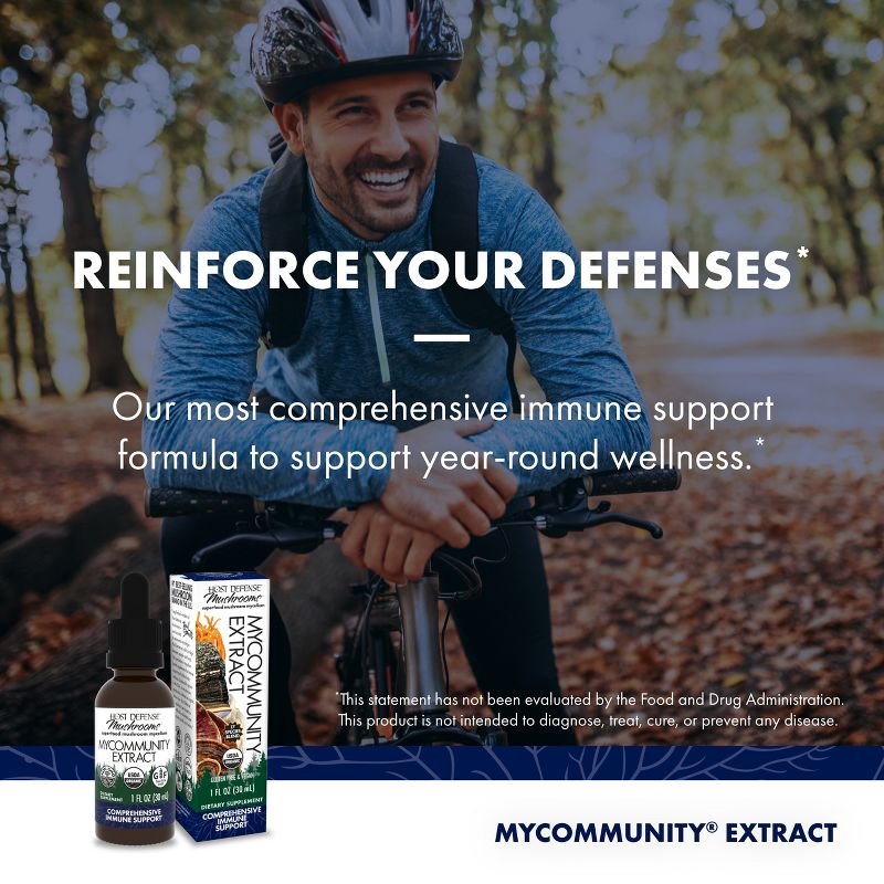 Host Defense MyCommunity Extract, Advanced Immune Support, Mushroom Supplement with Lion's Mane and Reishi, Plain, 3 of 10