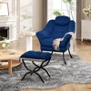 Jojoka Lazy Sofa Chair with Ottoman, Modern Lounge Chair with Armrests, Footrest and Side Pocket for Bedroom, Small Spaces - 3 of 4