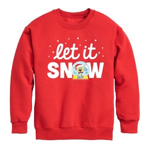 Boys' - SpongeBob SquarePants - Let It Snow Graphic Long Sleeve Fleece Sweatshirt - 1 of 4