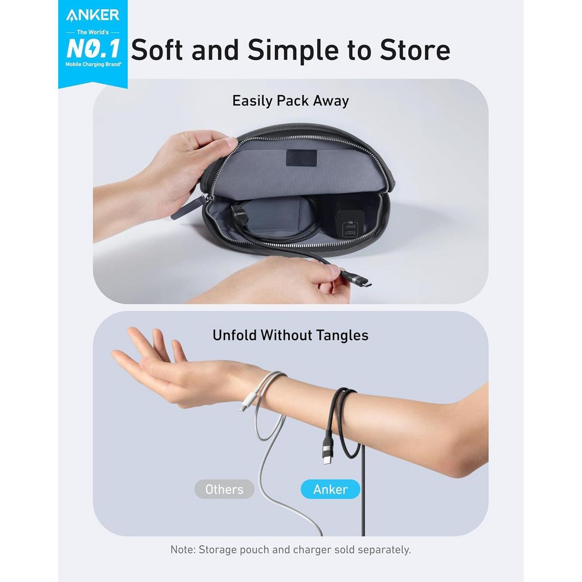 Anker Nano USB-A to USB-C Cable, CarPlay Cable (3 ft, Black) | Upcycled-Braided Cord for CarPlay, iPhone 17/16 Series, Samsung Galaxy Note20, and More - thumbnail 2