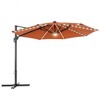 Sonkuki 11FT Round Offset Outdoor Patio Solar LED Cantilever Umbrella Aluminium Pole, 360° Rotation and Canopy Angle Adjustment - 2 of 4