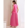 INSPIRE CHIC Women's Summer Outfits V Neck Sleeveless Button Vest Maxi Pleated Skirts Set 2 Pieces - 4 of 4
