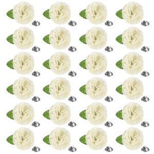 Unique Bargains Handmade Flower Brooch Boutonnieres Button Pins for Men Suits 24 Pcs White - 1 of 4