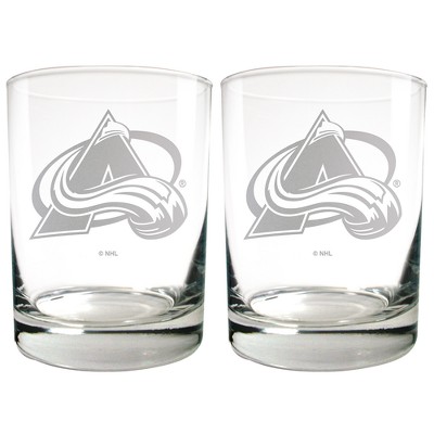 NHL Colorado Avalanche Laser Etched Rocks Glass Set - 2pc