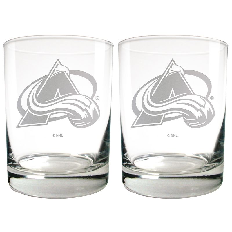 NHL Colorado Avalanche Laser Etched Rocks Glass Set - 2pc, 1 of 2