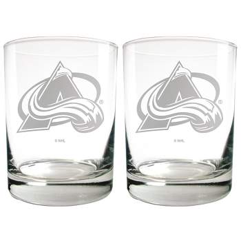 NHL Colorado Avalanche Laser Etched Rocks Glass Set - 2pc