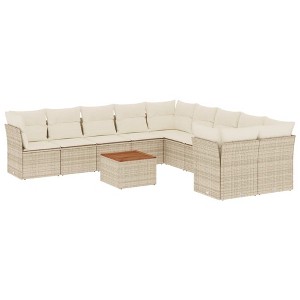 vidaXL Garden Sofa Set Beige, Brown, Cream - 1 of 4
