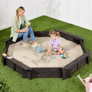 Best Choice Products Kid's Octagonal Wooden Outdoor Sandbox w/ Benches, 8 Seats, Cover, XL Sandpit, Liner - 1 of 4