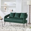 APRILSOUL53.7"Modern Upholstered Velvet Open Back Loveseat Settee with 3 Pillows, Small Comfy Sofa 2-Seater Mini Sofa - 3 of 4