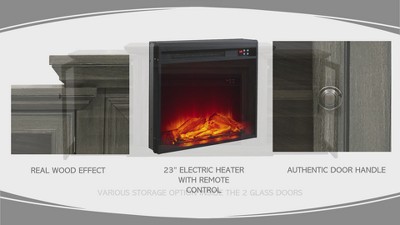 Festivo 71" Brown Farmhouse TV Stand with Electric Fireplace