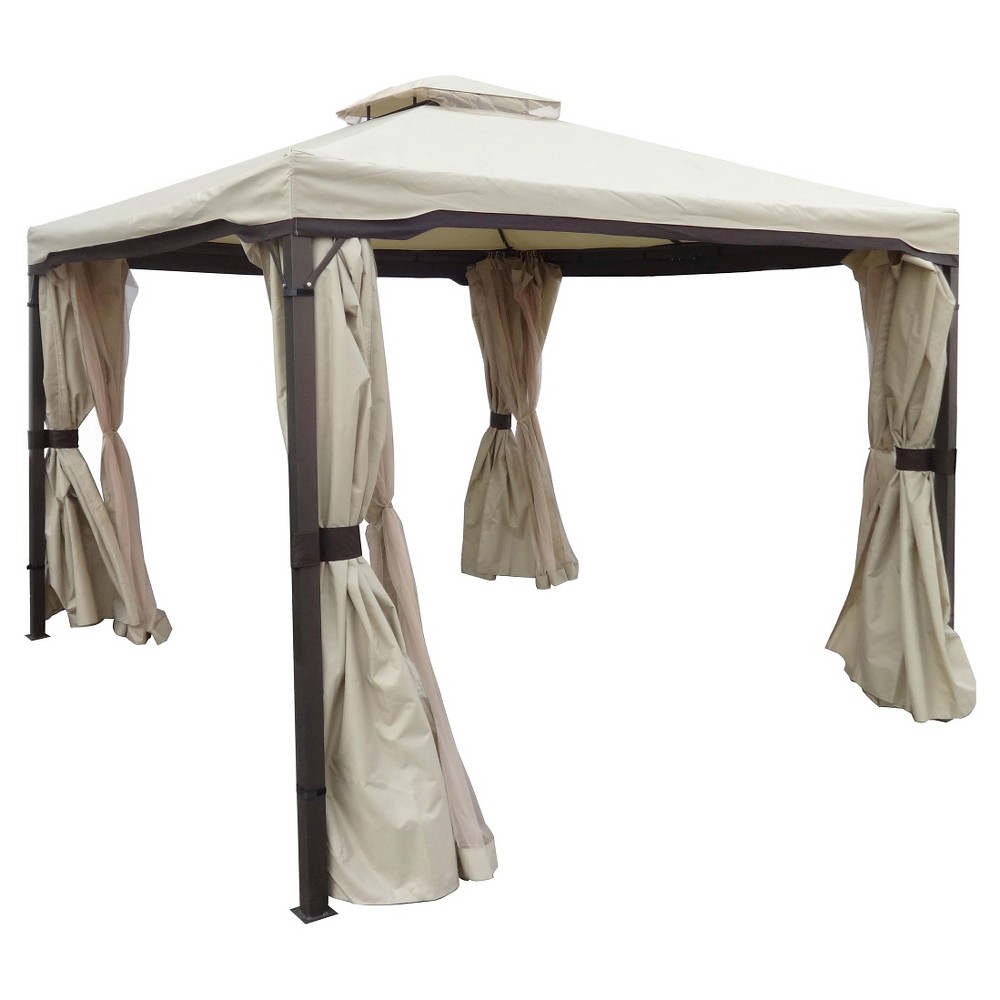 Skyline 10 x 10 Steel Patio Gazebo Nutmeg Christopher Knight Home