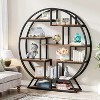 Hommoo 63 Inch Industrial Round Bookshelf with Staggered Shelves - 3 of 4