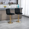 Modern Velvet Swivel Bar Stools With Backrest Footrest Set Of 2 Barstools Tall Chairs Counter Height Chairs black-gold legs - 4 of 4