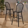 Set of 2 Tilbury Farmhouse Barstool Black - Christopher Knight Home: Rubberwood Slat Back, 29.2" Seat Height - 2 of 4