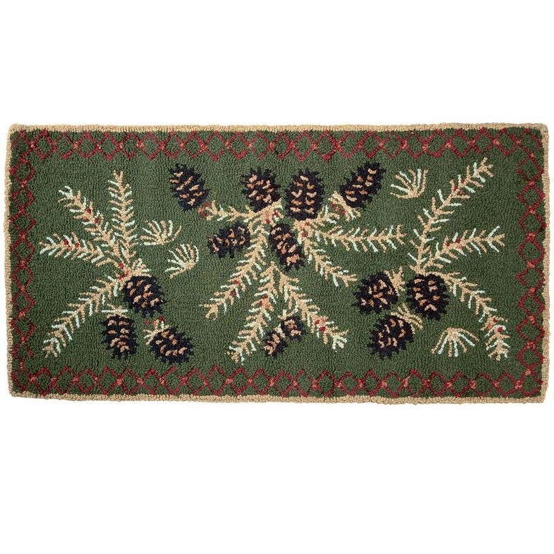Plow & Hearth - Hooked Wool Pine Cone Hearth Rug, 1 of 5