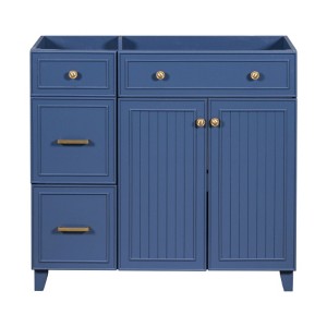 36 inch blue bathroom storage cabinet vanity (excluding sink) - 1 of 4