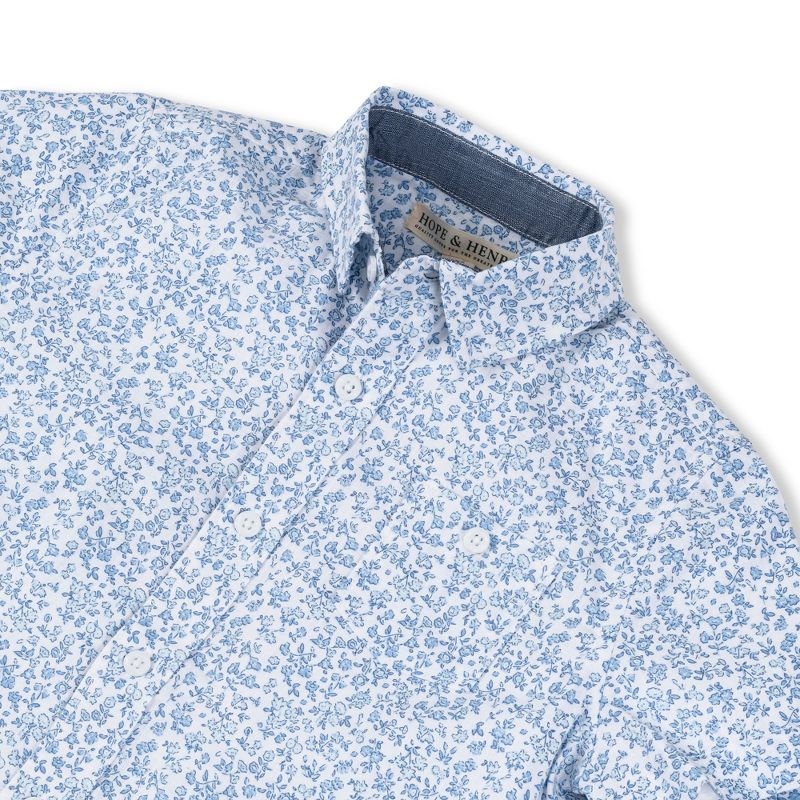 Hope & Henry Boys' Linen Short Sleeve Button Down Shirt, Kids, 2 of 8