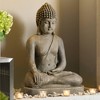 John Timberland Sitting Buddha Statue Sculpture Zen Decor Outdoor Garden Front Porch Patio Yard Outside Weathered Light Sandstone Finish 29 1/2" Tall - 2 of 4