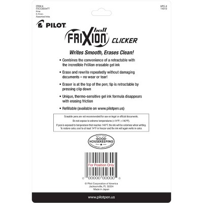 8ct FriXion Clicker Erasable Gel Pens Fine Point 0.7mm Assorted Inks_2