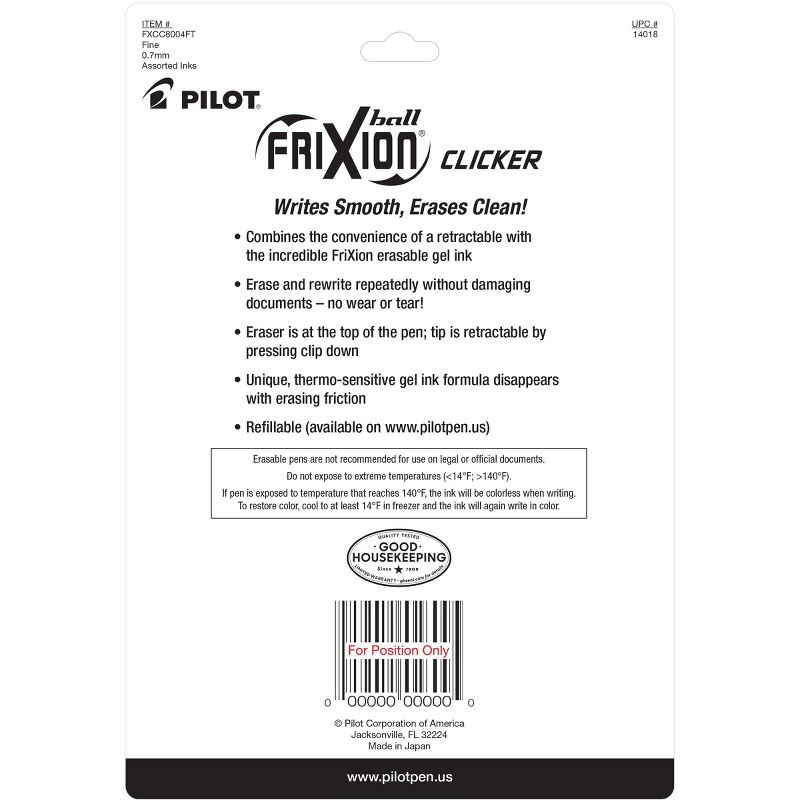8ct FriXion Clicker Erasable Gel Pens Fine Point 0.7mm Assorted Inks, 4 of 7