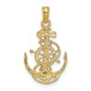 Black Bow Jewelry 14k Yellow Gold Small Anchor, Ship's Wheel and Rope Pendant - 3 of 4