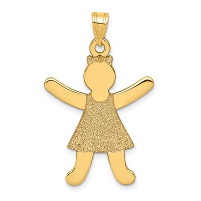 Black Bow Jewelry 14k Yellow Gold Polished Girl Pendant, 22mm