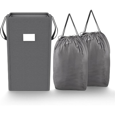 210L Laundry Hamper Collapsible with 2 Washable Laundry Bags, Laundry Basket with Handles Foldable Hamper Dorm Laundry Basket