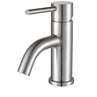 ALFI Waterhaus Solid Stainless Steel, Single Hole, Single Lever Lavatory Faucet with Matching Pop-up Waste