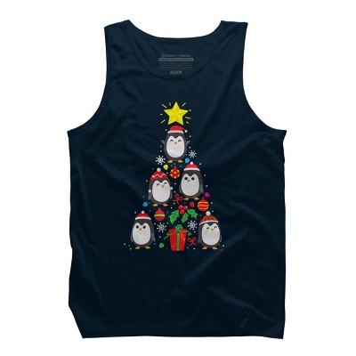 Men's Design By Humans Penguin Christmas Tree By NekoShop Tank Top