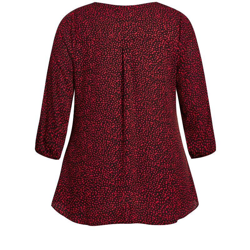 Women's Plus Size Meila Zip Print Top - red fleck | AVENUE, 5 of 6