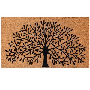 A1HC Rubber and Coir Tree of Life Entrance Door Mats 30"x48", Non-Slip, Heavy Duty Flock Doormat - 1 of 4