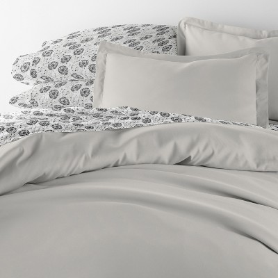 Becky Cameron 8PC Complete Bedding, Solid Duvet Cover, White Comforter and Patterned Sheet Set - Becky Cameron, Make a Wish Light Gray, Queen — фото 8