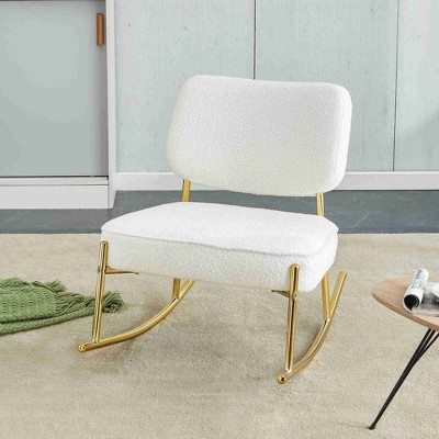 CAVINAS PU Leather Glider Rocking Chair with Mid-Height Backrest,Upholstered Rocking Chair,Nursery Accent Chair for Bedroom
