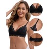 INSPIRE CHIC Women's Lace Plunge Wireless Everyday Back Closure Adjustable Spaghetti Straps Lightweight Triangle Bra - 3 of 4