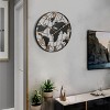 36"H Roman Numeral Black Clock,Silent World Map Clock With Gold Pointers,Metal Wall Clock Contemporary,Decorative Clock,Indoor Furniture -The Pop Home - 3 of 4