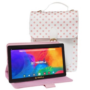 LINSAY 7" 64GB STORAGE New Android 13 Tablet Bundle with Sweet Pink Protective PU leather Case and Fashion Handbag - 1 of 1