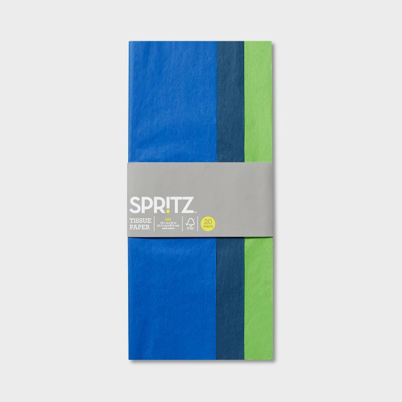 3 Step Striped Tissue Paper Blue/Green - Spritz&#8482;, 3 of 4