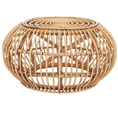 Jacynda Round Honey Brown Rattan Storage Ottoman
