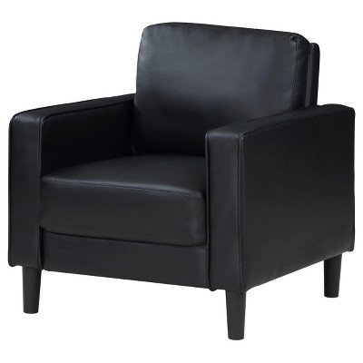 Ruth Black Faux Leather Transitional Accent Chair