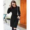 Women's  Knit Sweater Bodycon Dress Long Sleeve O Neck Midi Dress with Belt - 3 of 4